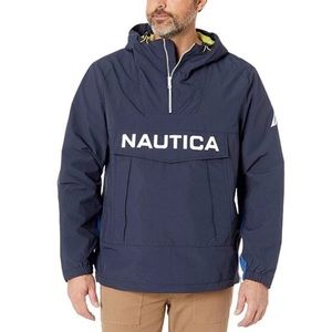 🆕 Nautica Men’s Lightweight Colorblock Navy Nautical Coastal Boating Jacket